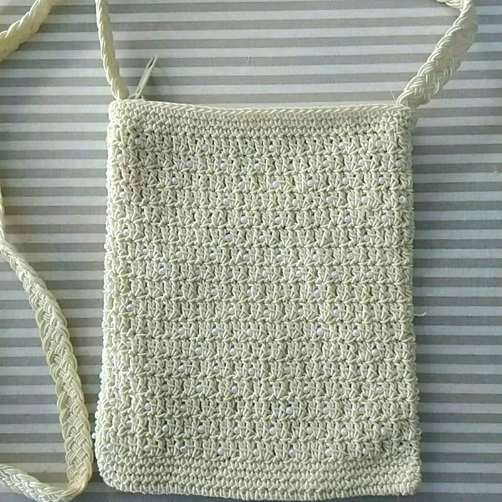 Creamy Ivory Beaded Handbag